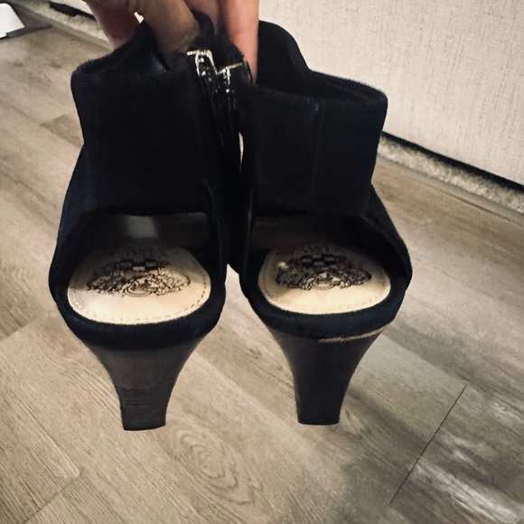 Vince Camuto Krandi Black Leather Slouch Ankle Boots Open Toe  - Size 7/37.5 - Picture 3 of 7